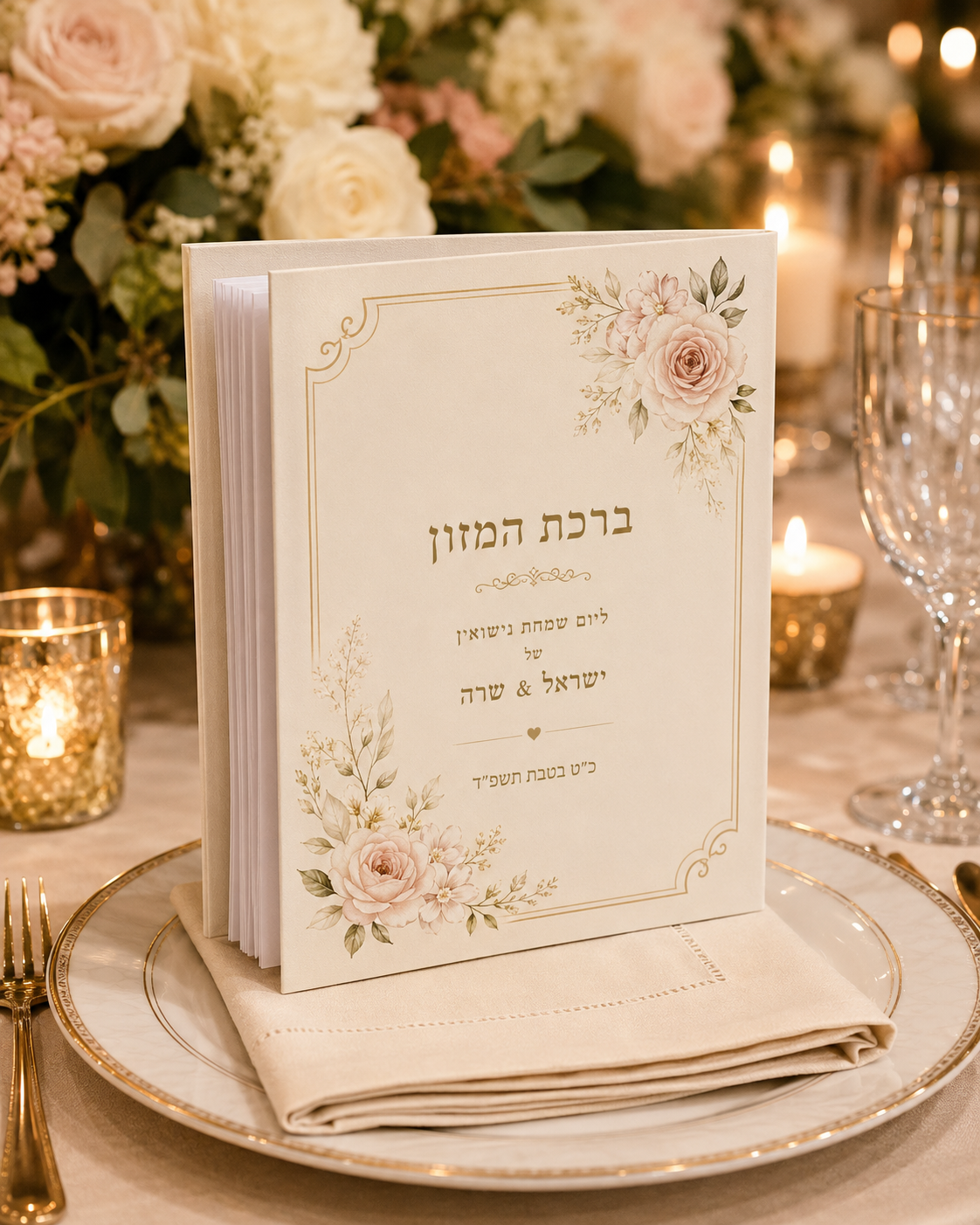 Wedding bencher at an elegant place setting